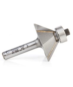 47306 Carbide Tipped Chamfer 45 Deg x 1-19/64 Dia x 7/16 x 1/4 Inch Shank with Ball Bearing 3-Flute