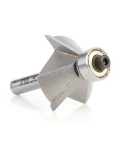 47306 Carbide Tipped Chamfer 45 Deg x 1-19/64 Dia x 7/16 x 1/4 Inch Shank with Ball Bearing 3-Flute