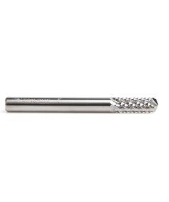 48001 Solid Carbide Medium Burr with 135 Degree Drill Point Fiberglass and Composite Cutting 1/4 Dia x 3/4 x 1/4 Shank Router Bit