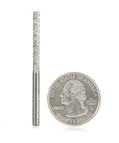 48010 Solid Carbide Medium Burr with End Mill Point Fiberglass and Composite Cutting 1/8 Dia x 1 x 1/8 Shank Router Bit