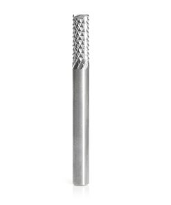 48011 Solid Carbide Medium Burr with End Mill Point Fiberglass and Composite Cutting 1/4 Dia x 3/4 x 1/4 Shank Router Bit