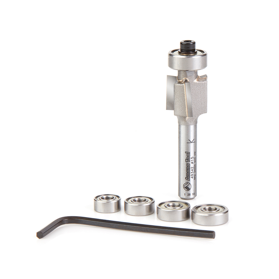 49342 Binding/Rabbeting 15mm (19/32) Dia x 11.5mm (7/16) x 1/4 Inch Shank 3 Flute Router Bit Set