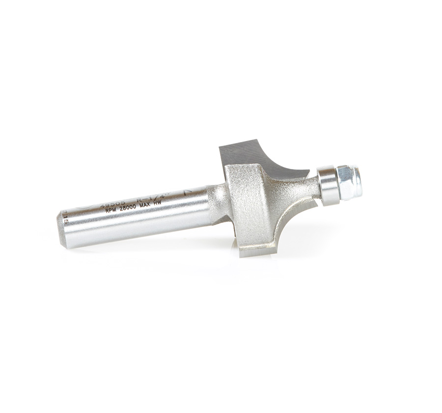 49505 Carbide Tipped Corner Round 1/4 Radius x 3/4 Dia x 1/2 x 1/4 Inch Shank w/ 1/4 Lower Ball Bearing Router Bit