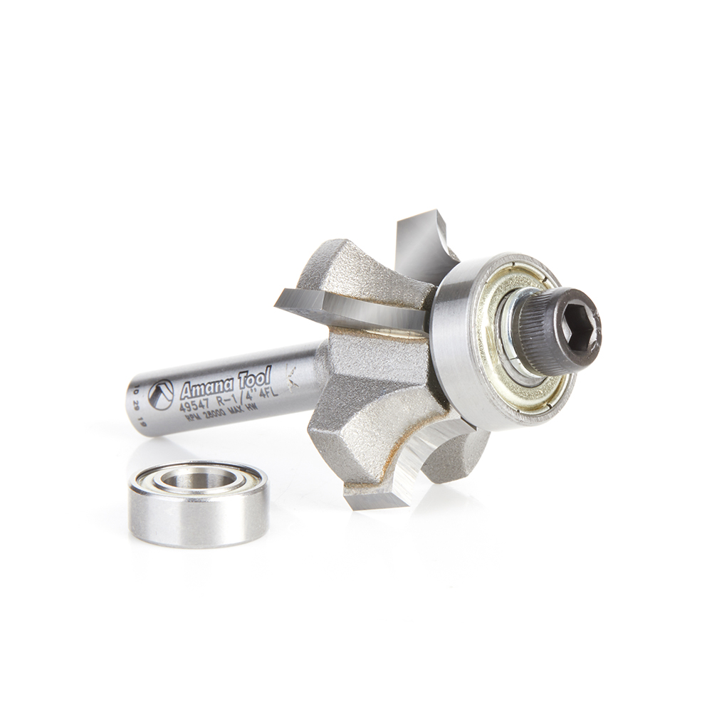 49547 Carbide Tipped 4 Flute Corner Rounding/Beading 1/4 Radius x 1-1/8 Dia x 7/16 x 1/4 Inch Shank