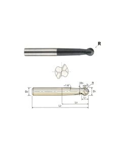 YG1-EM669040 - 4.0 x 6 x 5 x 80 - 2 Flute Long Ball Economic Carbide - Metric X-Power