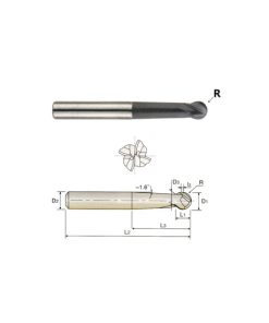YG1-EM673050 - 5.0 x 6 x 6 x 43 x 80 - 4 Flute Long Ball Economic Carbide - Metric X-Power