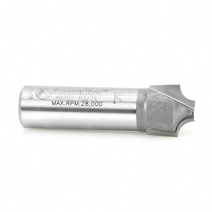 49701 Carbide Tipped Plunging Round Over 3/16 Radius x 5/8 Dia x 1/2 x 1/2 Inch Shank