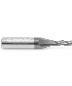 51460 CNC Solid Carbide Spiral for Steel & Stainless Steel with AlTiN Coating 3-Flute x 1/8 Dia x 3/8 x 1/4 Shank x 1-1/2 Inch Long Up-Cut Router Bit / 45º Corner Chamfer End Mill