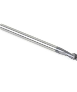 51461 CNC Solid Carbide Spiral for Steel & Stainless Steel with AlTiN Coating 2-Flute x 1/8 Dia x 1/4 x 1/8 Shank x 2 Inch Long Up-Cut Router Bit / 45º Corner Chamfer End Mill