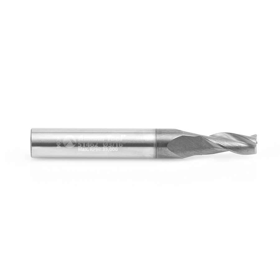 51462 CNC Solid Carbide Spiral for Steel & Stainless Steel with AlTiN Coating 3-Flute x 3/16 Dia x 7/16 x 1/4 Shank x 1-7/8 Inch Long Up-Cut Router Bit / 45º Corner Chamfer End Mill