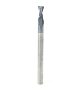 51463 CNC Solid Carbide Spiral for Steel & Stainless Steel with AlTiN Coating 2-Flute x 3/16 Dia x 3/8 x 3/16 Shank x 2-1/2 Inch Long Up-Cut Router Bit / 45º Corner Chamfer End Mill