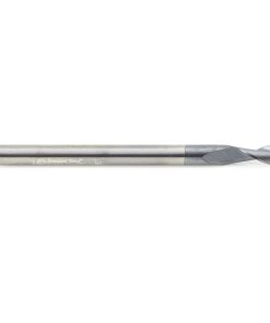 51463 CNC Solid Carbide Spiral for Steel & Stainless Steel with AlTiN Coating 2-Flute x 3/16 Dia x 3/8 x 3/16 Shank x 2-1/2 Inch Long Up-Cut Router Bit / 45º Corner Chamfer End Mill