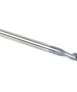51463 CNC Solid Carbide Spiral for Steel & Stainless Steel with AlTiN Coating 2-Flute x 3/16 Dia x 3/8 x 3/16 Shank x 2-1/2 Inch Long Up-Cut Router Bit / 45º Corner Chamfer End Mill