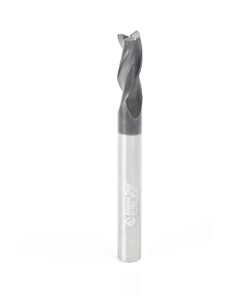 51464 CNC Solid Carbide Spiral for Steel & Stainless Steel with AlTiN Coating 3-Flute x 1/4 Dia x 5/8 x 1/4 Shank x 2-3/8 Inch Long Up-Cut Router Bit / 45º Corner Chamfer End Mill