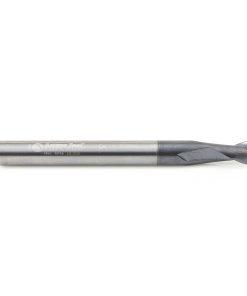 51465 CNC Solid Carbide Spiral for Steel & Stainless Steel with AlTiN Coating 2-Flute x 1/4 Dia x 3/8 x 1/4 Shank x 2-1/2 Inch Long Up-Cut Router Bit / 45º Corner Chamfer End Mill