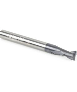 51465 CNC Solid Carbide Spiral for Steel & Stainless Steel with AlTiN Coating 2-Flute x 1/4 Dia x 3/8 x 1/4 Shank x 2-1/2 Inch Long Up-Cut Router Bit / 45º Corner Chamfer End Mill