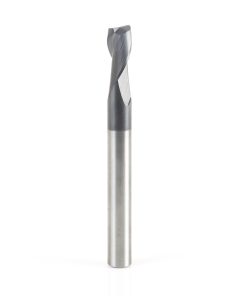 51466 CNC Solid Carbide Spiral for Steel & Stainless Steel with AlTiN Coating 2-Flute x 1/4 Dia x 1/2 x 1/4 Shank x 2-1/2 Inch Long Up-Cut Router Bit / 45º Corner Chamfer End Mill