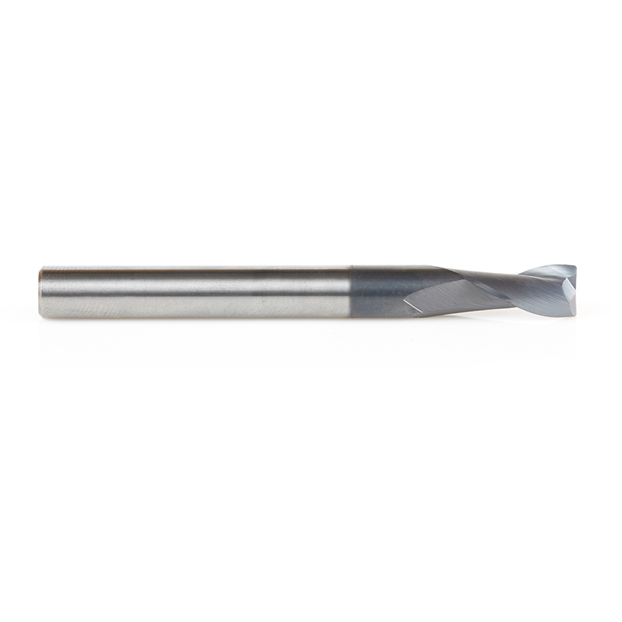 51466 CNC Solid Carbide Spiral for Steel & Stainless Steel with AlTiN Coating 2-Flute x 1/4 Dia x 1/2 x 1/4 Shank x 2-1/2 Inch Long Up-Cut Router Bit / 45º Corner Chamfer End Mill