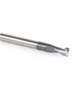 51466 CNC Solid Carbide Spiral for Steel & Stainless Steel with AlTiN Coating 2-Flute x 1/4 Dia x 1/2 x 1/4 Shank x 2-1/2 Inch Long Up-Cut Router Bit / 45º Corner Chamfer End Mill