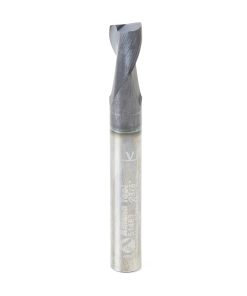 51467 CNC Solid Carbide Spiral for Steel & Stainless Steel with AlTiN Coating 2-Flute x 3/8 Dia x 1/2 x 3/8 Shank x 3 Inch Long Up-Cut Router Bit / 45º Corner Chamfer End Mill
