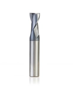 51468 CNC Solid Carbide Spiral for Steel & Stainless Steel with AlTiN Coating 2-Flute x 1/2 Dia x 3/4 x 1/2 Shank x 3 Inch Long Up-Cut Router Bit / 45º Corner Chamfer End Mill