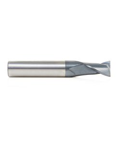 51468 CNC Solid Carbide Spiral for Steel & Stainless Steel with AlTiN Coating 2-Flute x 1/2 Dia x 3/4 x 1/2 Shank x 3 Inch Long Up-Cut Router Bit / 45º Corner Chamfer End Mill