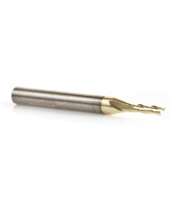 51521 Solid Carbide CNC Spiral for Glass Reinforced Plastic Cutting 1/8 Dia x 1/2 x 1/4 Shank Up-Cut ZrN Coated Router Bit