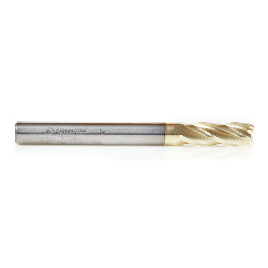 51525 Solid Carbide CNC Spiral for Glass Reinforced Plastic Cutting 1/4 Dia x 3/4 x 1/4 Shank Up-Cut ZrN Coated Router Bit