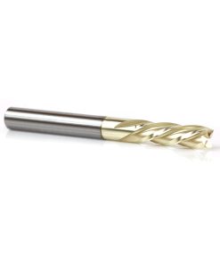 51535 Solid Carbide CNC Spiral for Glass Reinforced Plastic Cutting 1/4 Dia x 3/4 x 1/4 Shank Down-Cut ZrN Coated Router Bit
