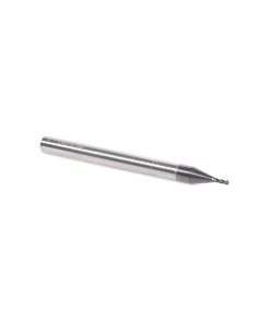 51601 CNC Solid Carbide Spiral for Steel & Stainless Steel with AlTiN Coating 4-Flute x 1/32 Dia x 5/64 x 1/8 Shank x 1-1/2 Inch Long Up-Cut Router Bit / 45º Corner Chamfer End Mill
