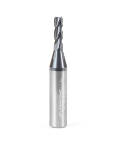 51602 CNC Solid Carbide Spiral for Steel & Stainless Steel with AlTiN Coating 4-Flute x 1/8 Dia x 3/8 x 1/4 Shank x 1-1/2 Inch Long Up-Cut Router Bit / 45º Corner Chamfer End Mill