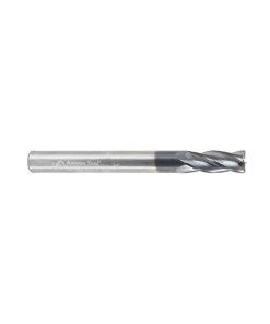 51604 CNC Solid Carbide Spiral for Steel & Stainless Steel with AlTiN Coating 4-Flute x 1/4 Dia x 5/8 x 1/4 Shank x 2-3/8 Inch Long Up-Cut Router Bit / 45º Corner Chamfer End Mill