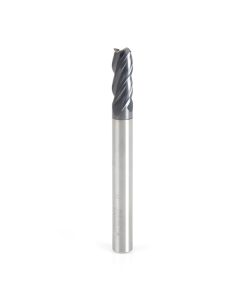 51605 CNC Variable Helix Spiral Corner Radius Bottom 1/4 Dia x 5/8 x 1/4 Shank x 0.015 Radius Solid Carbide AlTiN Coated Up-Cut End Mill