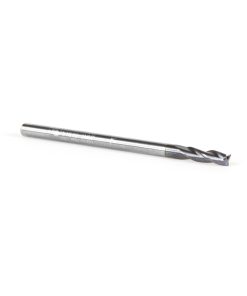 51610 CNC Metric Solid Carbide Spiral for Steel & Stainless Steel with AlTiN Coating 3-Flute x 3mm Dia x 3mm x 3mm Shank x 40mm Long Up-Cut Router Bit / 45º Corner Chamfer End Mill