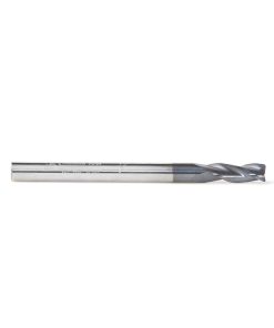 51612 CNC Metric Solid Carbide Spiral for Steel & Stainless Steel with AlTiN Coating 3-Flute x 4mm Dia x 10mm x 4mm Shank x 48mm Long Up-Cut Router Bit / 45º Corner Chamfer End Mill