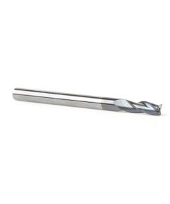 51612 CNC Metric Solid Carbide Spiral for Steel & Stainless Steel with AlTiN Coating 3-Flute x 4mm Dia x 10mm x 4mm Shank x 48mm Long Up-Cut Router Bit / 45º Corner Chamfer End Mill