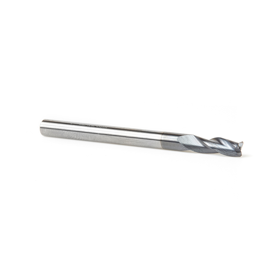 51612 CNC Metric Solid Carbide Spiral for Steel & Stainless Steel with AlTiN Coating 3-Flute x 4mm Dia x 10mm x 4mm Shank x 48mm Long Up-Cut Router Bit / 45º Corner Chamfer End Mill