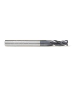 51614 CNC Metric Solid Carbide Spiral for Steel & Stainless Steel with AlTiN Coating 3-Flute x 6mm Dia x 16mm x 6mm Shank x 60mm Long Up-Cut Router Bit / 45º Corner Chamfer End Mill