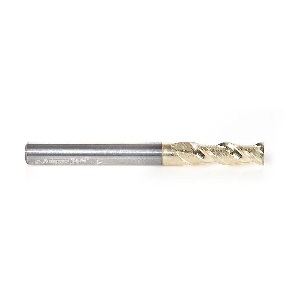 51624 CNC Solid Carbide Aluminum Cutting x 1/4 Dia x 3/4 x 1/4 Shank x 2-1/2 Inch Long x 2 Flute ZrN Coated Up-Cut End Mill
