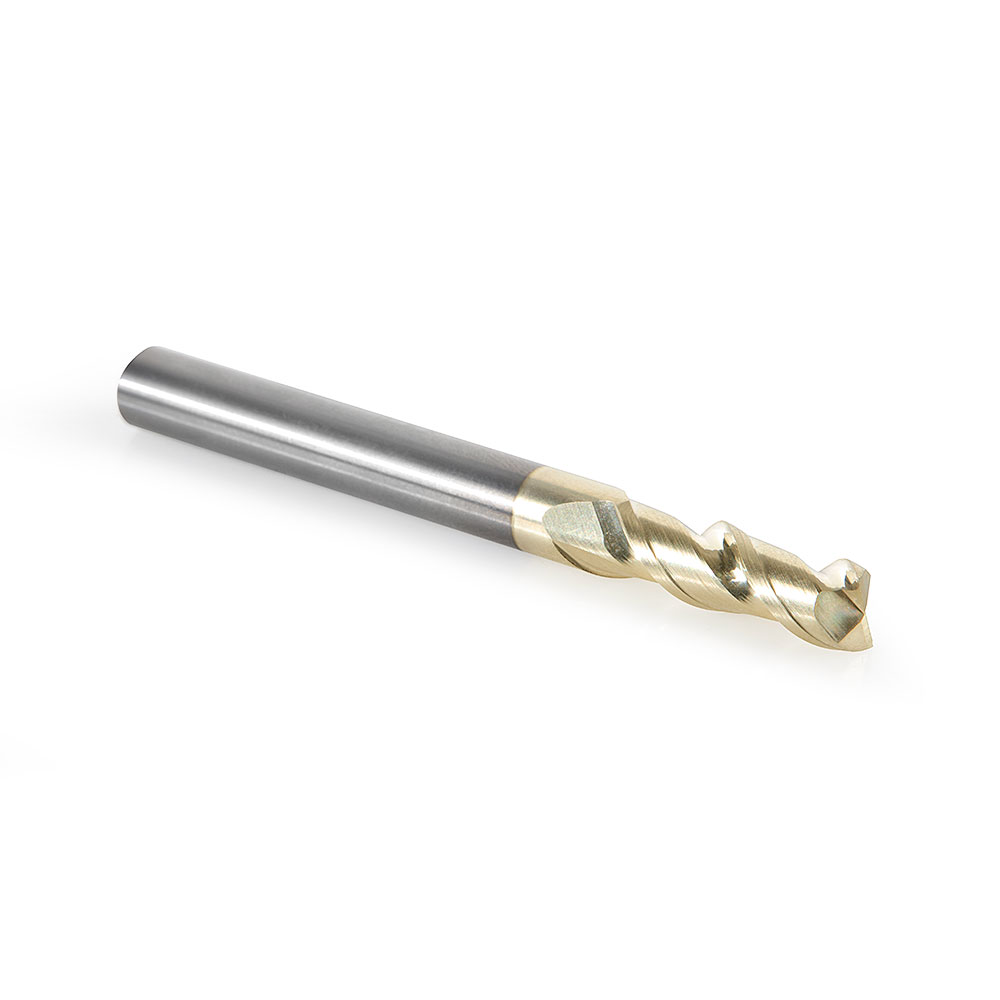 51624 CNC Solid Carbide Aluminum Cutting x 1/4 Dia x 3/4 x 1/4 Shank x 2-1/2 Inch Long x 2 Flute ZrN Coated Up-Cut End Mill