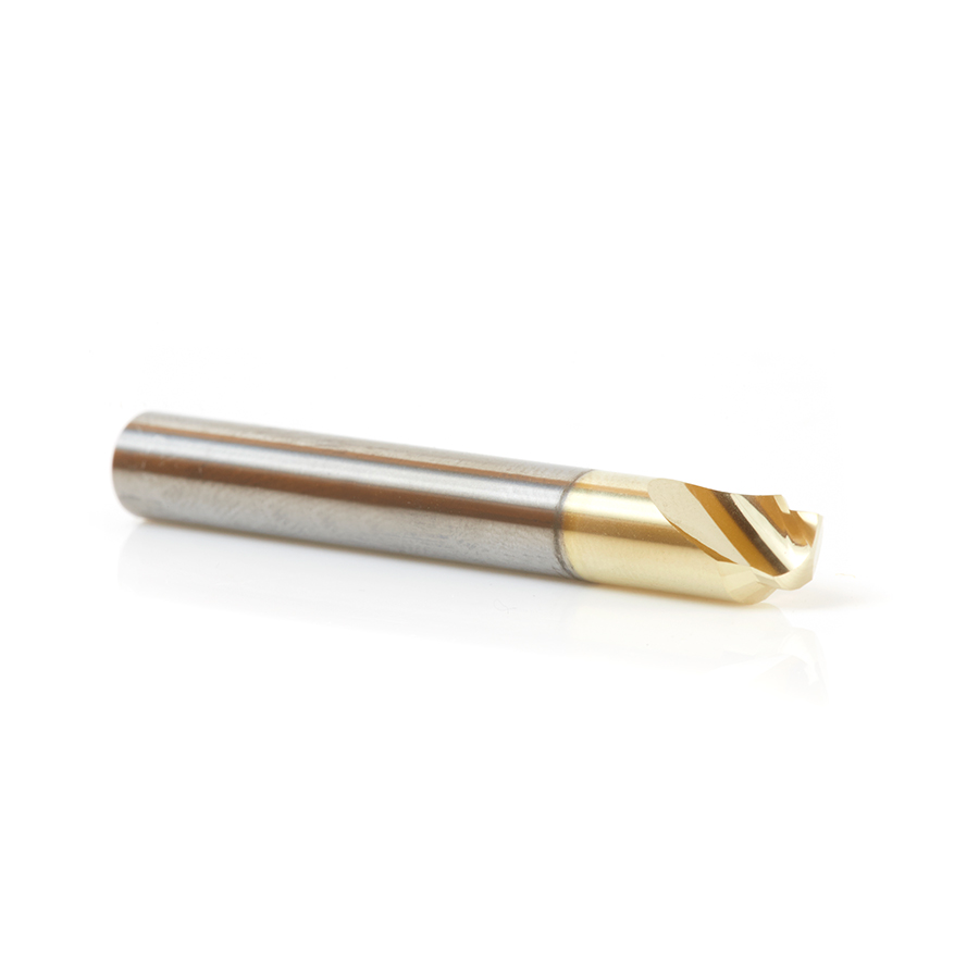 51625 Solid Carbide Aluminum Cutting Chamfer Edge 3/16 Dia x 3/32 x 1/4 Shank ZrN Coated Up-Cut End Mill