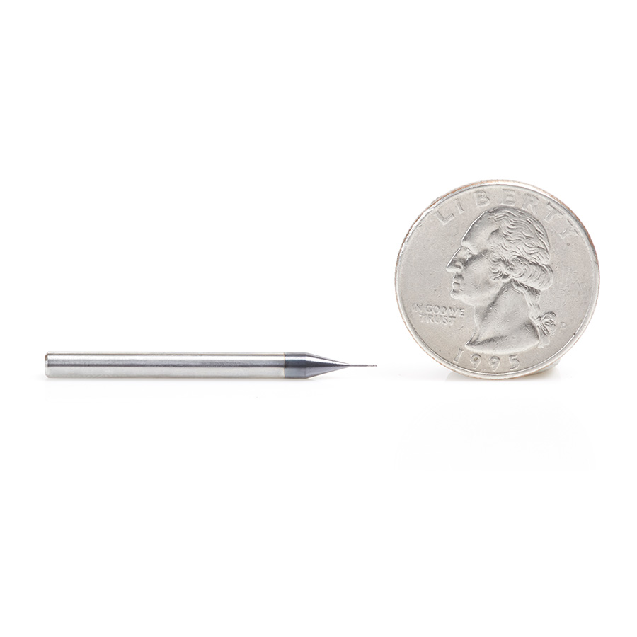 51660 AlTiN Coated CNC Steel, Stainless Steel & Composite Square Mini End Mill 0.010 Dia x 0.030 x 1/8 Shank