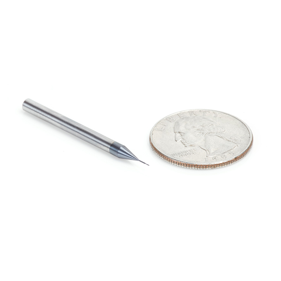 51660 AlTiN Coated CNC Steel, Stainless Steel & Composite Square Mini End Mill 0.010 Dia x 0.030 x 1/8 Shank