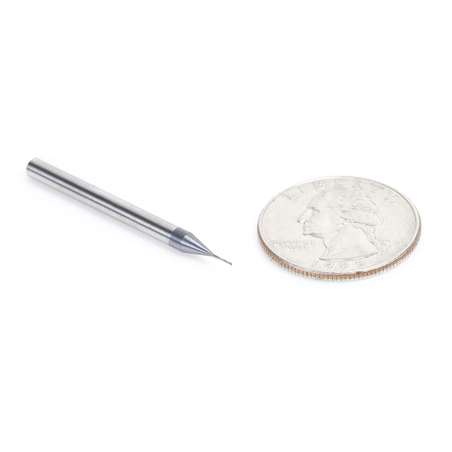 51661 AlTiN Coated CNC Steel, Stainless Steel & Composite Square Mini End Mill 0.015 Dia x 0.045 x 1/8 Shank
