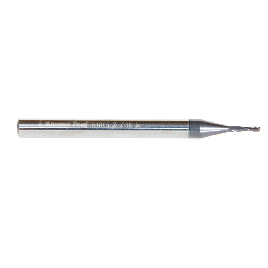 51665 AlTiN Coated CNC Steel, Stainless Steel & Composite Square Mini End Mill 0.035 Dia x 0.105 x 1/8 Shank