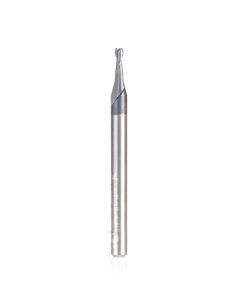 51673 CNC Solid Carbide Spiral for Steel & Stainless Steel with AlTiN Coating 2-Flute x 1/16 Dia x 3/16 x 1/8 Shank x 1-1/2 Inch Long Up-Cut Router Bit / 45º Corner Chamfer End Mill