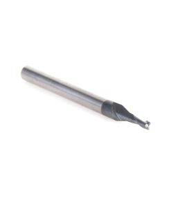 51673 CNC Solid Carbide Spiral for Steel & Stainless Steel with AlTiN Coating 2-Flute x 1/16 Dia x 3/16 x 1/8 Shank x 1-1/2 Inch Long Up-Cut Router Bit / 45º Corner Chamfer End Mill