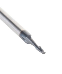 51673 CNC Solid Carbide Spiral for Steel & Stainless Steel with AlTiN Coating 2-Flute x 1/16 Dia x 3/16 x 1/8 Shank x 1-1/2 Inch Long Up-Cut Router Bit / 45º Corner Chamfer End Mill