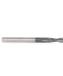 51674 CNC Solid Carbide Spiral for Steel & Stainless Steel with AlTiN Coating 2-Flute x 1/8 Dia x 3/8 x 1/8 Shank x 1-1/2 Inch Long Up-Cut Router Bit / 45º Corner Chamfer End Mill