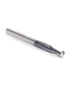 51674 CNC Solid Carbide Spiral for Steel & Stainless Steel with AlTiN Coating 2-Flute x 1/8 Dia x 3/8 x 1/8 Shank x 1-1/2 Inch Long Up-Cut Router Bit / 45º Corner Chamfer End Mill